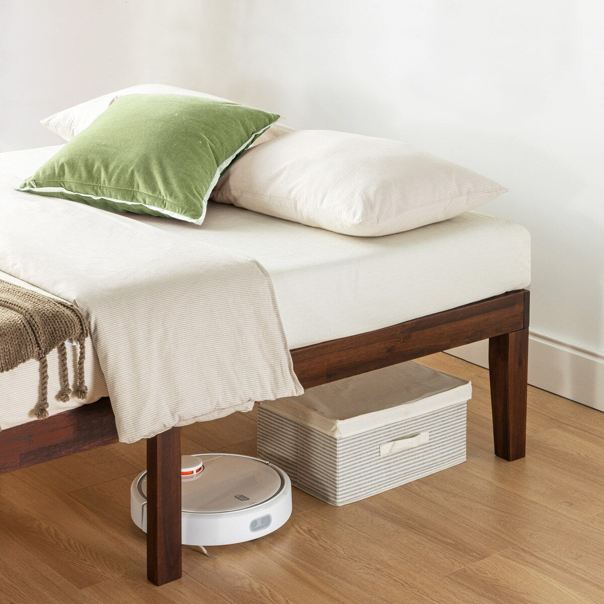 Cadre de lit plateforme en bois massif classique de 40 cm (16 pouces) disponible en plusieurs finitions