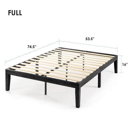 Cadre de lit plateforme en bois massif classique de 40 cm (16 pouces) disponible en plusieurs finitions