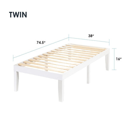 Cadre de lit plateforme en bois massif classique de 40 cm (16 pouces) disponible en plusieurs finitions