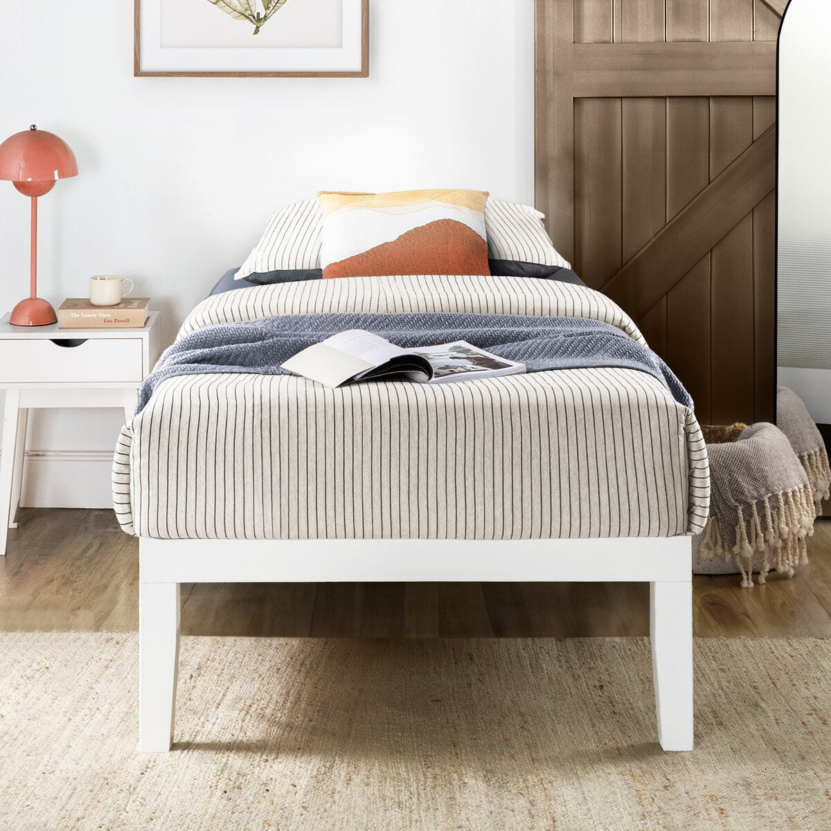 Cadre de lit plateforme en bois massif classique de 40 cm (16 pouces) disponible en plusieurs finitions