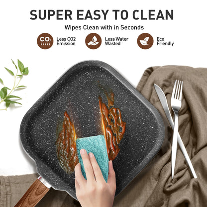 Ensemble de cuisine 17 pièces en granit, ensemble de casseroles et poêles antiadhésives