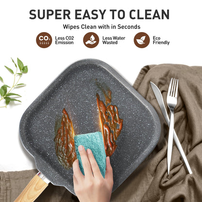 Ensemble de cuisine 17 pièces en granit, ensemble de casseroles et poêles antiadhésives