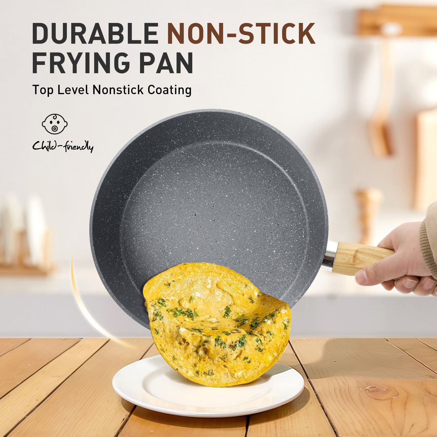 Ensemble de cuisine 17 pièces en granit, ensemble de casseroles et poêles antiadhésives