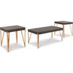 Lot de 3 tables Bandyn - Marron/Champagne