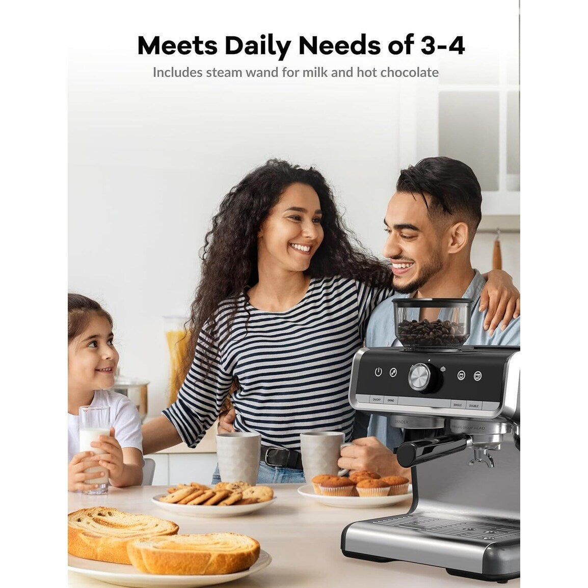 Machine à expresso semi-automatique 20 bars avec broyeur et fouet à lait.