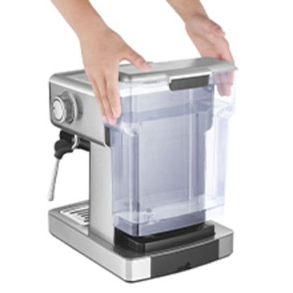 Machine à expresso semi-automatique en acier inoxydable argenté, 20 tasses, avec réservoir d'eau de 0,5 gallon.
