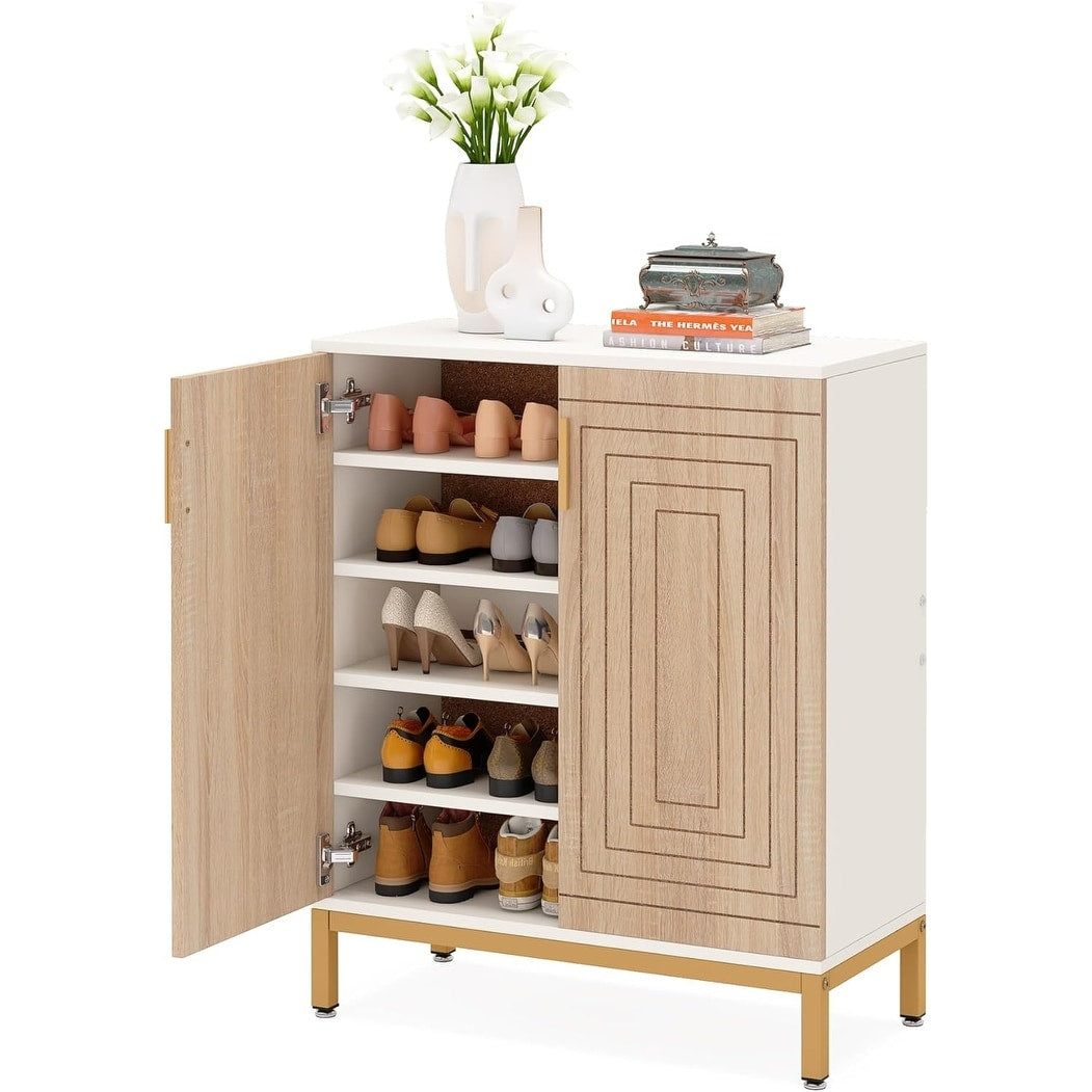 Meuble à chaussures moderne avec portes, pouvant contenir 20 paires, organiseur de chaussures d'entrée indépendant à 6 niveaux.