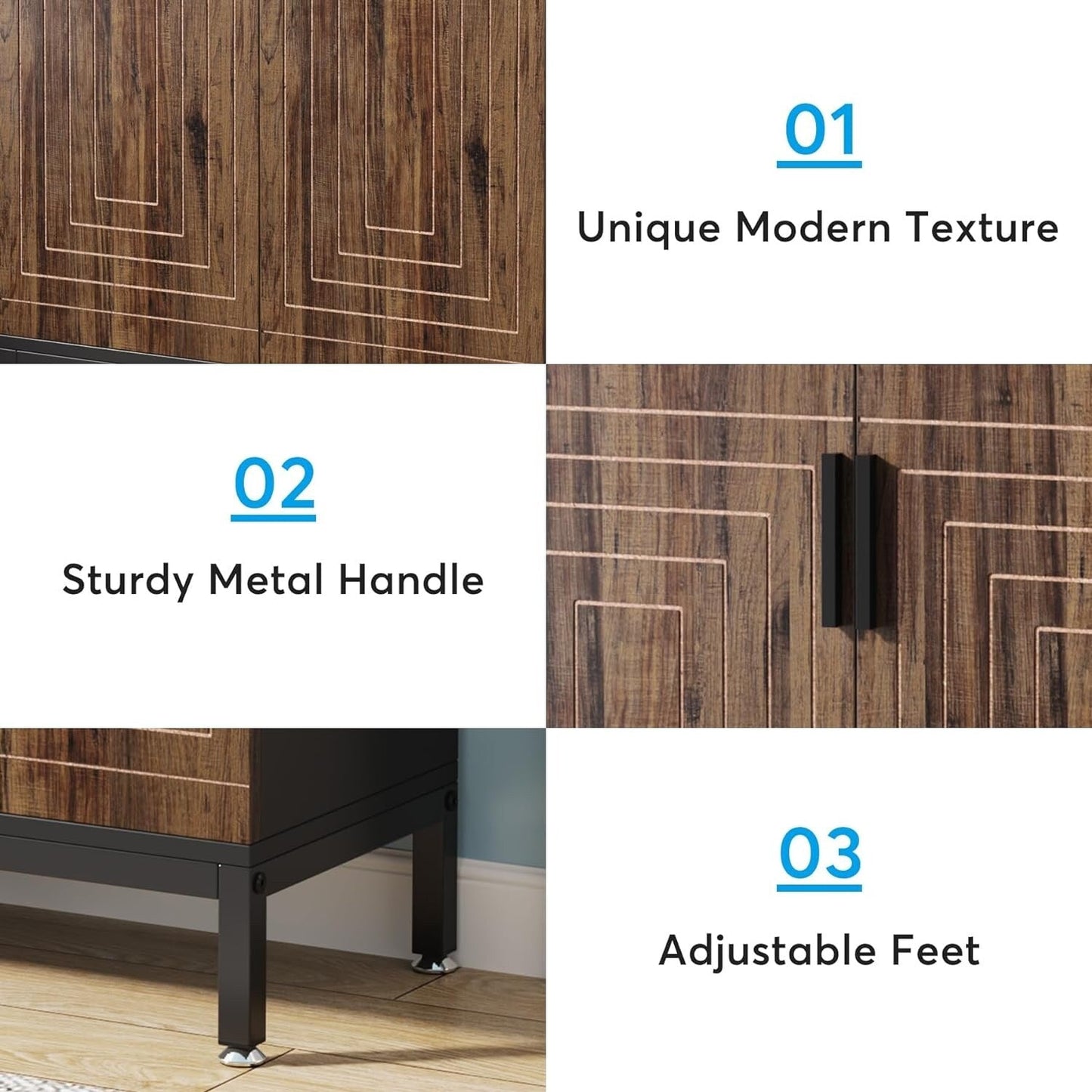 Meuble à chaussures moderne avec portes, pouvant contenir 20 paires, organiseur de chaussures d'entrée indépendant à 6 niveaux.