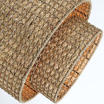 Suspension à 4 lumières en rotin naturel, style tambour traditionnel, avec abat-jour noir - Noir/terre - 50,8 cm de largeur