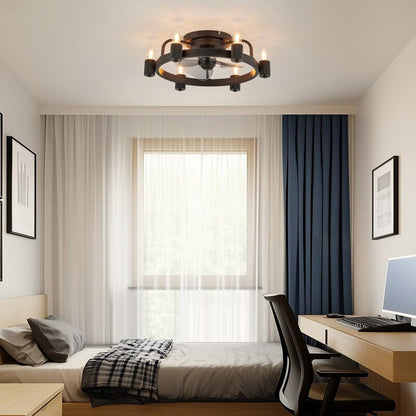 Ventilateur de plafond moderne de style farmhouse de 20 pouces, LED, à profil bas, à montage encastré, avec télécommande pour salon.