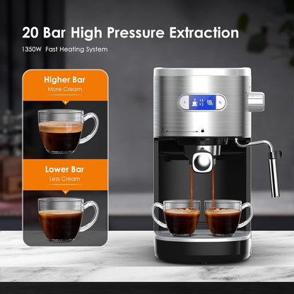 Machine à expresso 20 bars avec buse vapeur pour faire mousser le lait, machine à cappuccino et latte pour la maison, cadeau pour les amateurs de café