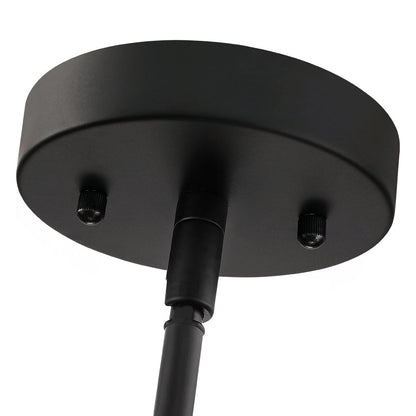 Suspension à 4 lumières en rotin à plusieurs niveaux, avec abat-jour noir - 56 cm de largeur