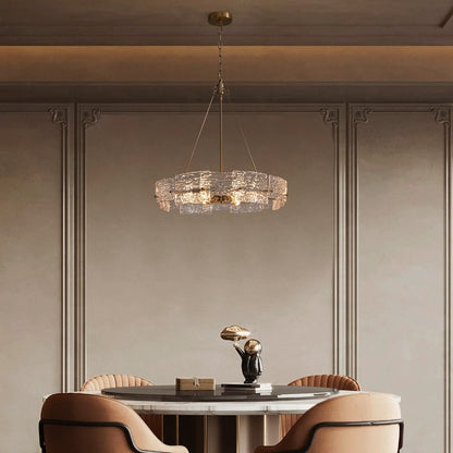 Luminaire suspendu moderne en cristal doré de 60 cm (23,6 po) à 6 lumières, style glamour, pour îlot de cuisine et salle à manger.