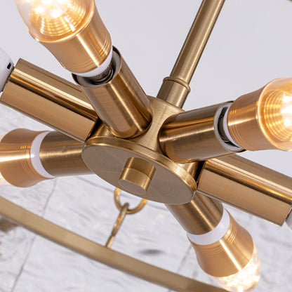 Luminaire suspendu moderne en cristal doré de 60 cm (23,6 po) à 6 lumières, style glamour, pour îlot de cuisine et salle à manger.