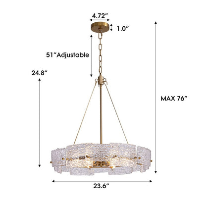 Luminaire suspendu moderne en cristal doré de 60 cm (23,6 po) à 6 lumières, style glamour, pour îlot de cuisine et salle à manger.