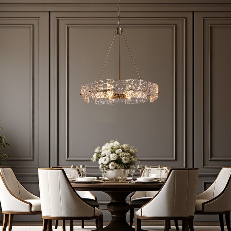 Luminaire suspendu moderne en cristal doré de 60 cm (23,6 po) à 6 lumières, style glamour, pour îlot de cuisine et salle à manger.