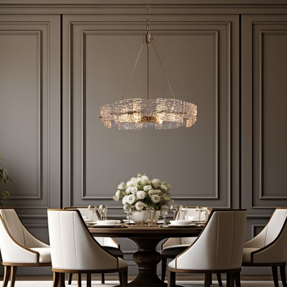 Luminaire suspendu moderne en cristal doré de 60 cm (23,6 po) à 6 lumières, style glamour, pour îlot de cuisine et salle à manger.