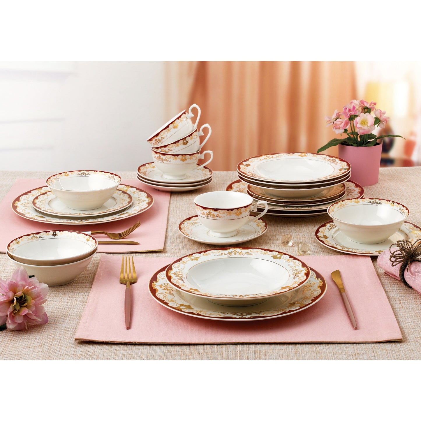 Service de table 24 pièces en porcelaine fine, pour 4 personnes, par Lorren Home Trends