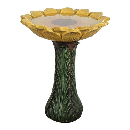 Baignoire à oiseaux en forme de tournesol pour extérieur - 62 cm - Baignoire à oiseaux en béton avec socle