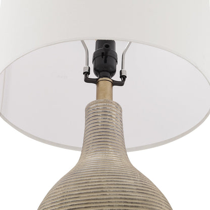 Lampe de table de style farmhouse de 62 cm (24,5 pouces) en beige lavé/doré avec abat-jour en lin blanc (lot de 2) - 62 cm (24,5 pouces) de hauteur