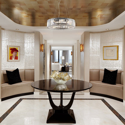 Luminaire à suspension style ferme de 62,5 cm (24,8 po) à 8 lumières, lustre en cristal, lustre tambour pour salle à manger, salon, chambre à coucher, cuisine