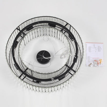 Luminaire à suspension style ferme de 62,5 cm (24,8 po) à 8 lumières, lustre en cristal, lustre tambour pour salle à manger, salon, chambre à coucher, cuisine