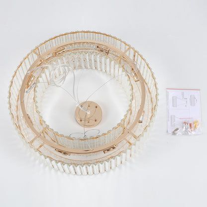 Luminaire à suspension style ferme de 62,5 cm (24,8 po) à 8 lumières, lustre en cristal, lustre tambour pour salle à manger, salon, chambre à coucher, cuisine
