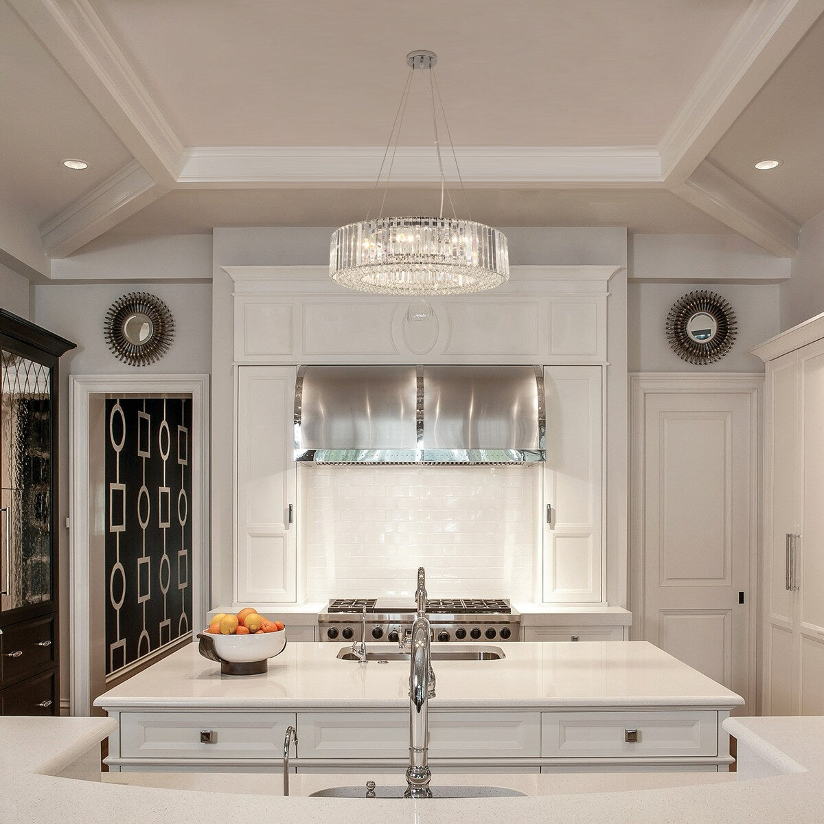 Luminaire à suspension style ferme de 62,5 cm (24,8 po) à 8 lumières, lustre en cristal, lustre tambour pour salle à manger, salon, chambre à coucher, cuisine