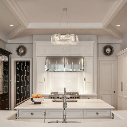 Luminaire à suspension style ferme de 62,5 cm (24,8 po) à 8 lumières, lustre en cristal, lustre tambour pour salle à manger, salon, chambre à coucher, cuisine