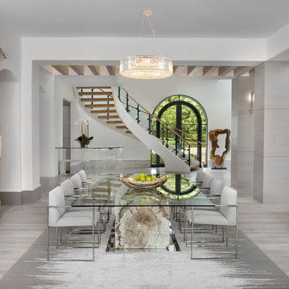 Luminaire à suspension style ferme de 62,5 cm (24,8 po) à 8 lumières, lustre en cristal, lustre tambour pour salle à manger, salon, chambre à coucher, cuisine