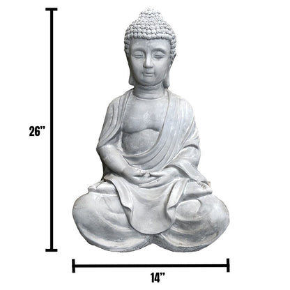 Statue de Bouddha méditant en béton léger de 65 cm (25,6 po)