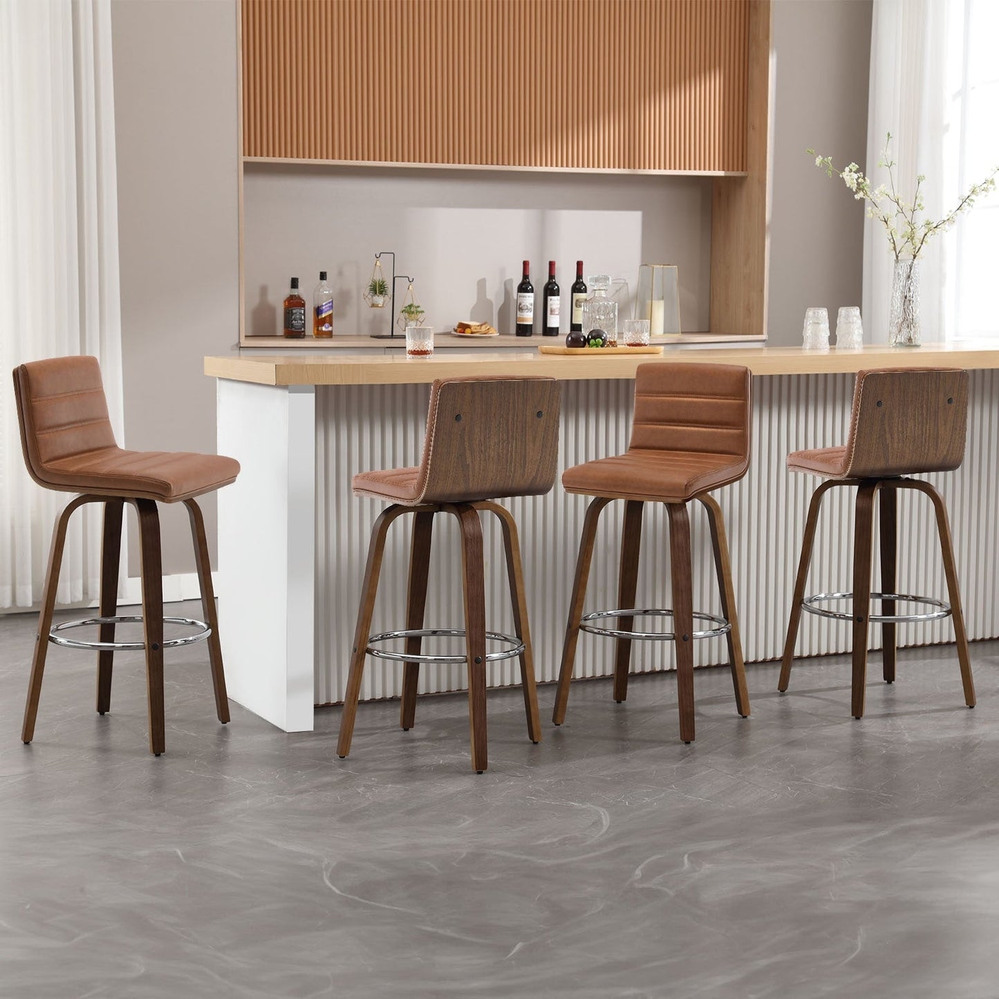 Tabourets de bar/hauts-sièges pivotants en simili cuir 26/29, lot de 2/3