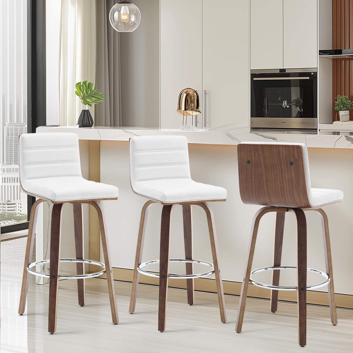 Tabourets de bar/hauts-sièges pivotants en simili cuir 26/29, lot de 2/3