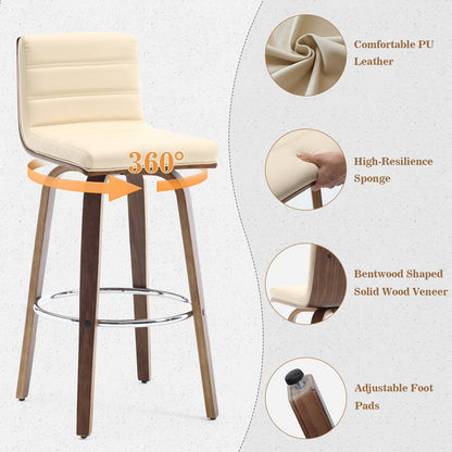 Tabourets de bar/hauts-sièges pivotants en simili cuir 26/29, lot de 2/3