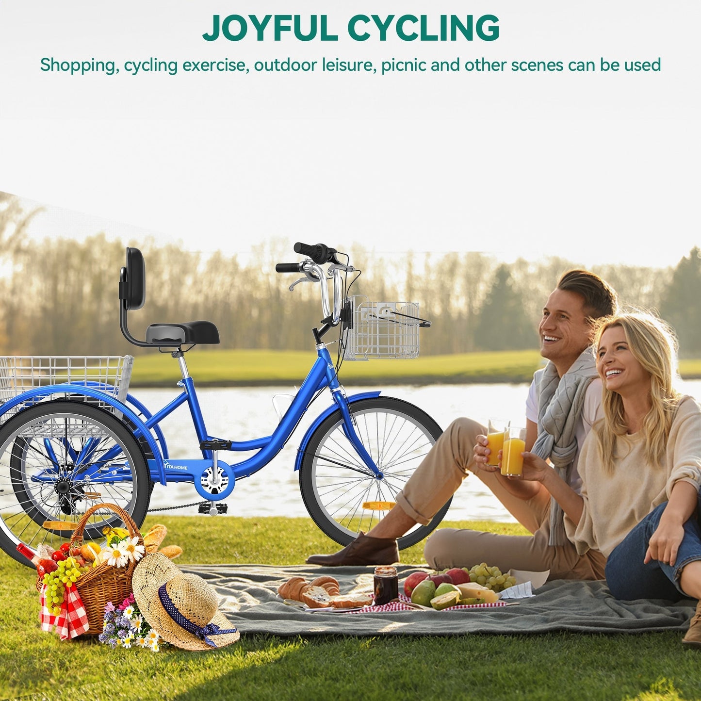 Vélos tricycle 3 roues pour adultes 26 pouces, 7 vitesses