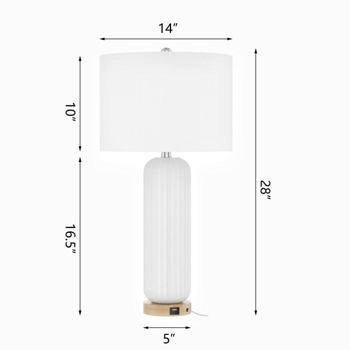 Ensemble de 2 lampes de table USB blanches en céramique (lot de 2)