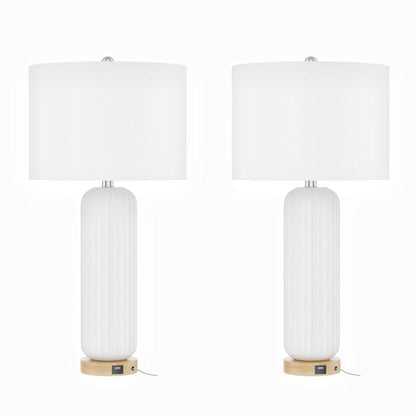 Ensemble de 2 lampes de table USB blanches en céramique (lot de 2)