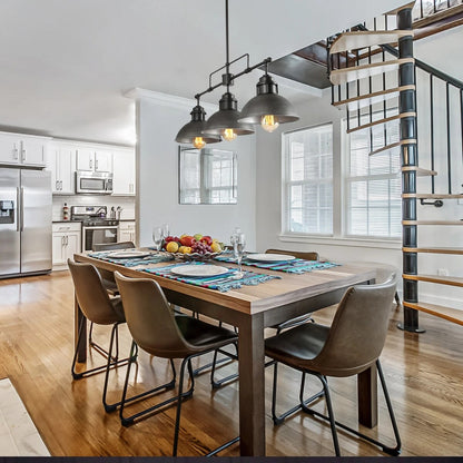 Suspension à 3 lumières à dôme de style industriel et rustique, en métal, pour îlot de cuisine, finition bronze huilé.