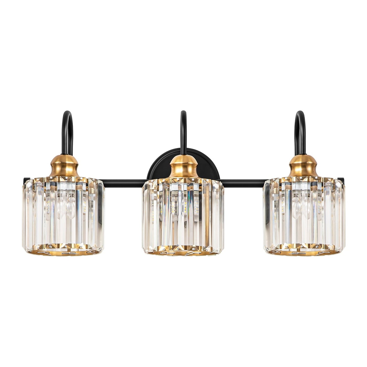 Éclairage de salle de bain moderne et élégant à 3/4 lumières, linéaire, à intensité variable, avec cristaux, à placer au-dessus du miroir.