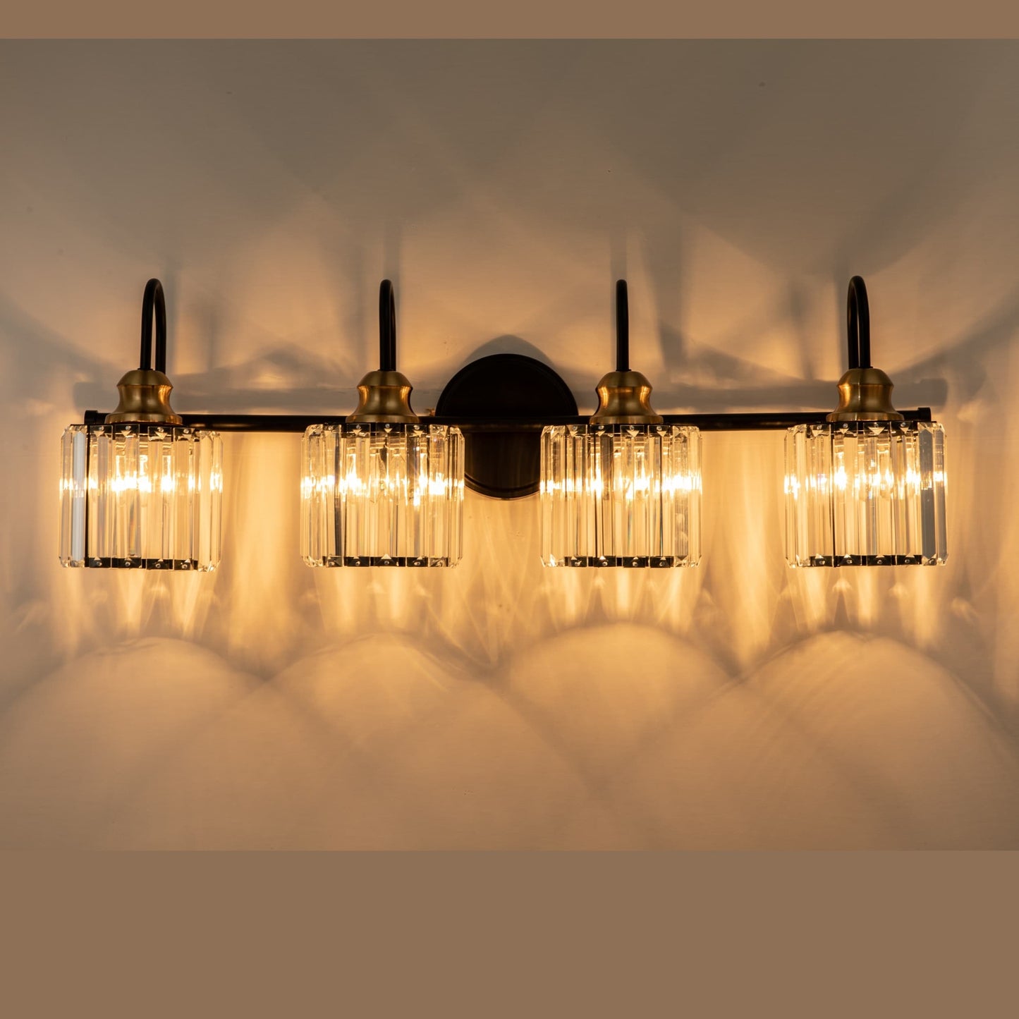 Éclairage de salle de bain moderne et élégant à 3/4 lumières, linéaire, à intensité variable, avec cristaux, à placer au-dessus du miroir.