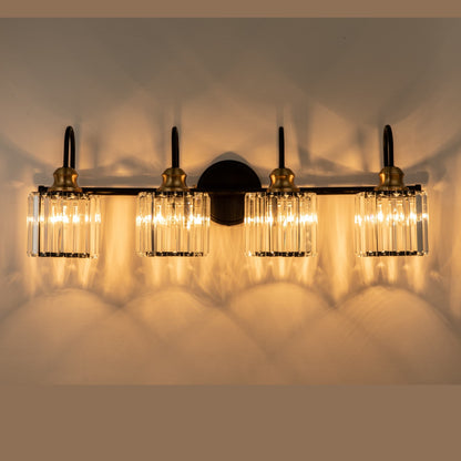 Éclairage de salle de bain moderne et élégant à 3/4 lumières, linéaire, à intensité variable, avec cristaux, à placer au-dessus du miroir.