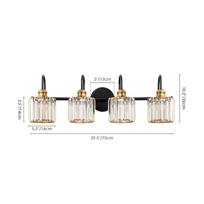 Éclairage de salle de bain moderne et élégant à 3/4 lumières, linéaire, à intensité variable, avec cristaux, à placer au-dessus du miroir.