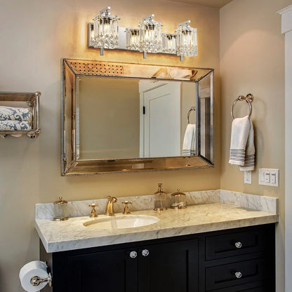 Éclairage de salle de bain moderne et glamour à 3 lumières, applique murale en cristal pour miroir