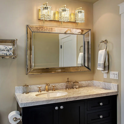 Éclairage de salle de bain moderne et glamour à 3 lumières, applique murale en cristal pour miroir