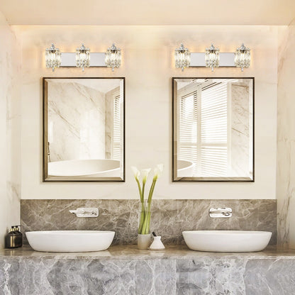 Éclairage de salle de bain moderne et glamour à 3 lumières, applique murale en cristal pour miroir