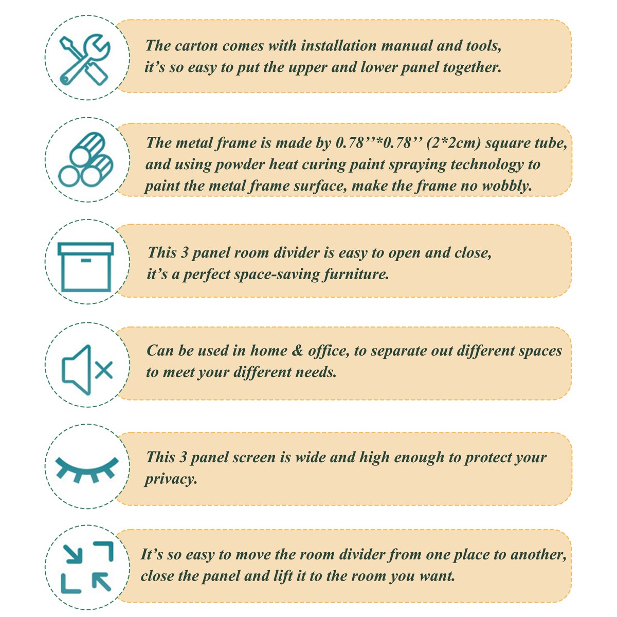 Écrans de séparation de pièce à 3 panneaux et pare-écran pliable en bois naturel, cloisons de séparation de pièce de 1,80 m pour séparer les pièces.