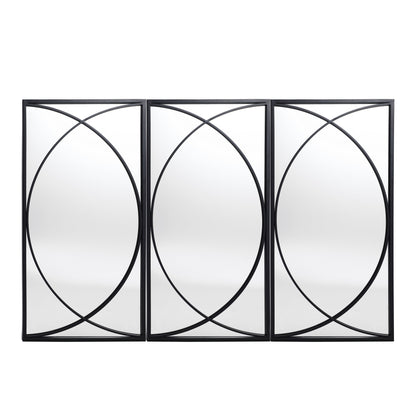 Ensemble de 3 miroirs rectangulaires muraux en métal noir - 80,5 H x 40 L x 1,9 l (cm)
