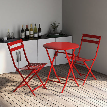 Ensemble de bistro de terrasse minimaliste 3 pièces, composé d'une table ronde et de chaises pliantes - Ensemble-de-bistro-de-terrasse-3-pièces