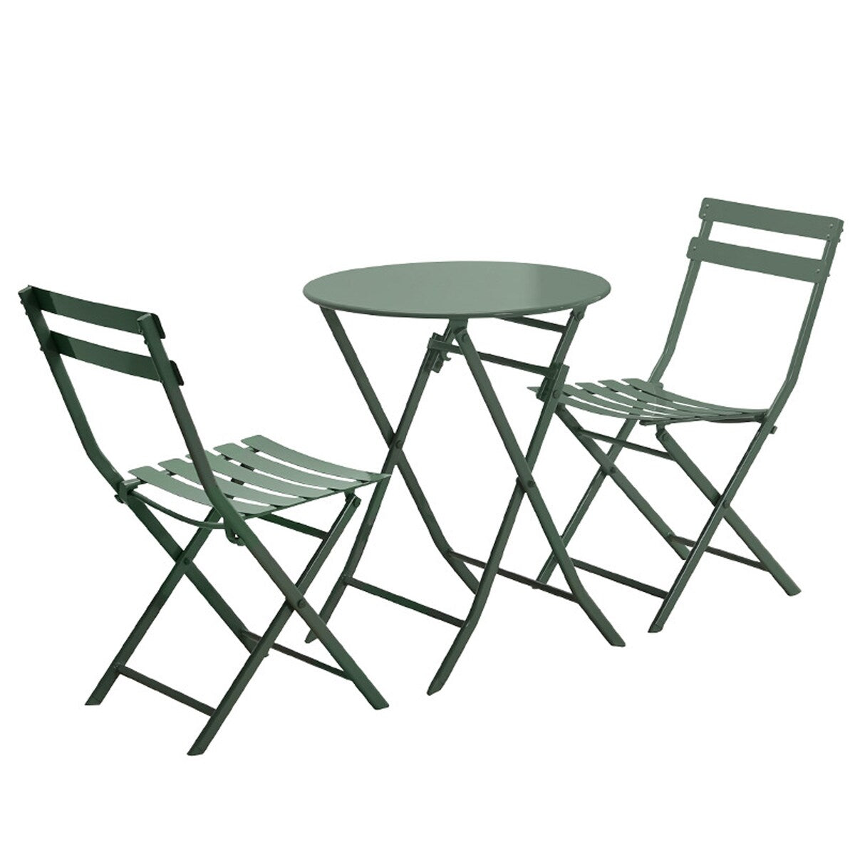 Ensemble de bistro de terrasse minimaliste 3 pièces, composé d'une table ronde et de chaises pliantes - Ensemble-de-bistro-de-terrasse-3-pièces