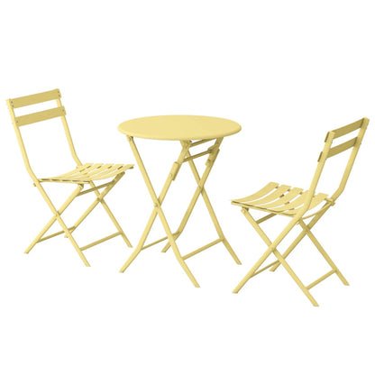 Ensemble de bistro de terrasse minimaliste 3 pièces, composé d'une table ronde et de chaises pliantes - Ensemble-de-bistro-de-terrasse-3-pièces
